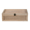 Alvin Decorative Storage Box | Slatted Design | Brown Bamboo-Wood 19"