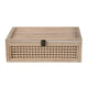 Alvin Decorative Storage Box | Slatted Design | Brown Bamboo-Wood 19"