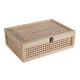 Alvin Decorative Storage Box | Slatted Design | Brown Bamboo-Wood 19"
