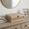 Alvin Decorative Storage Box | Slatted Design | Brown Bamboo-Wood 19"