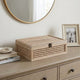 Alvin Decorative Storage Box | Slatted Design | Brown Bamboo-Wood 19"