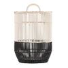 Vanie Basket Set of 2 | Slat Patterns | Black Iron | Cream Bamboo 23 19"