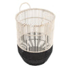 Vanie Basket Set of 2 | Slat Patterns | Black Iron | Cream Bamboo 23 19"