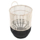 Vanie Basket Set of 2 | Slat Patterns | Black Iron | Cream Bamboo 23 19"