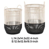 Vanie Basket Set of 2 | Slat Patterns | Black Iron | Cream Bamboo 23 19"