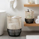 Vanie Basket Set of 2 | Slat Patterns | Black Iron | Cream Bamboo 23 19"