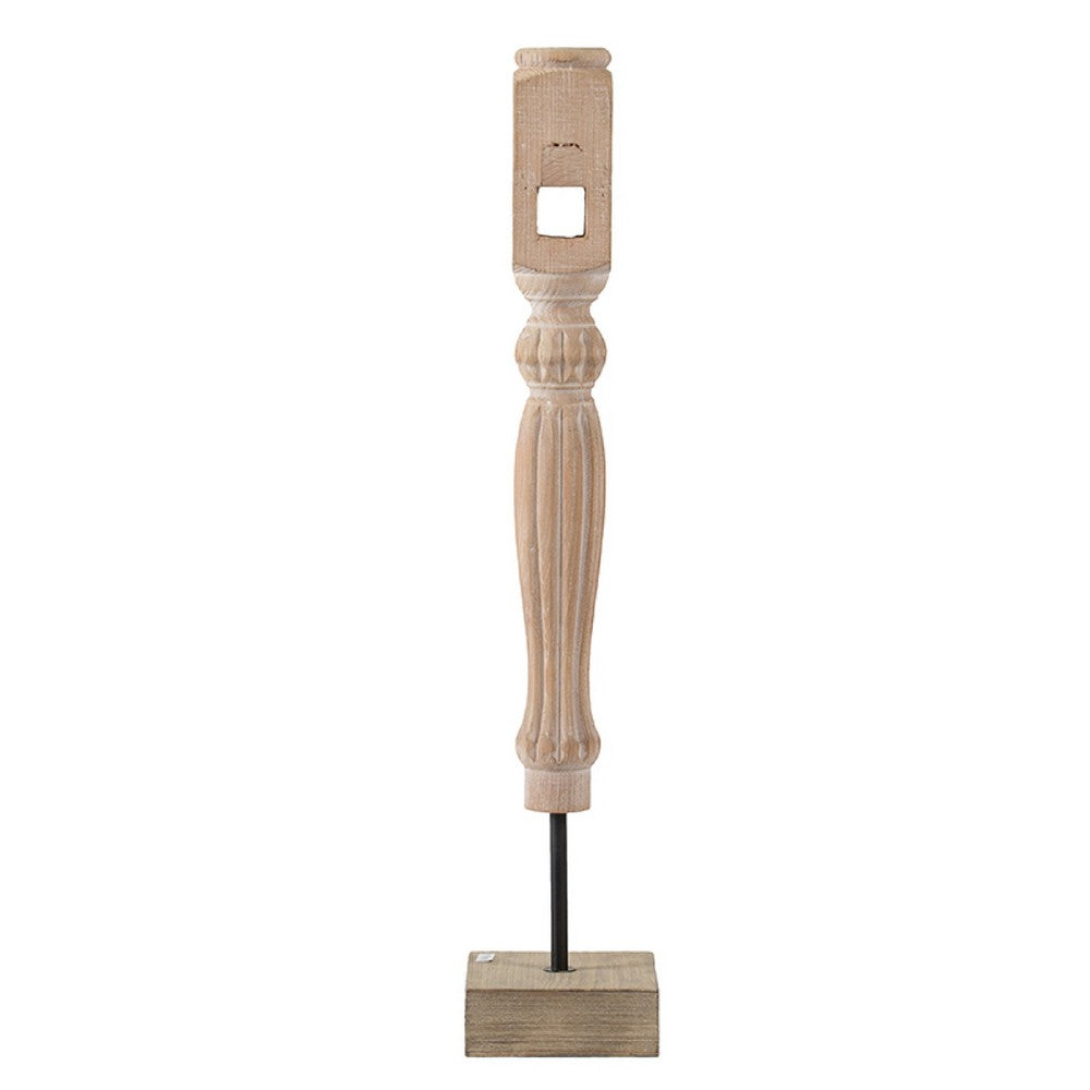 Wren Tabletop Accent Decoration | Turned Detail Iron Rod | Brown Wood 30"