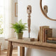 Wren Tabletop Accent Decoration | Turned Detail Iron Rod | Brown Wood 30"