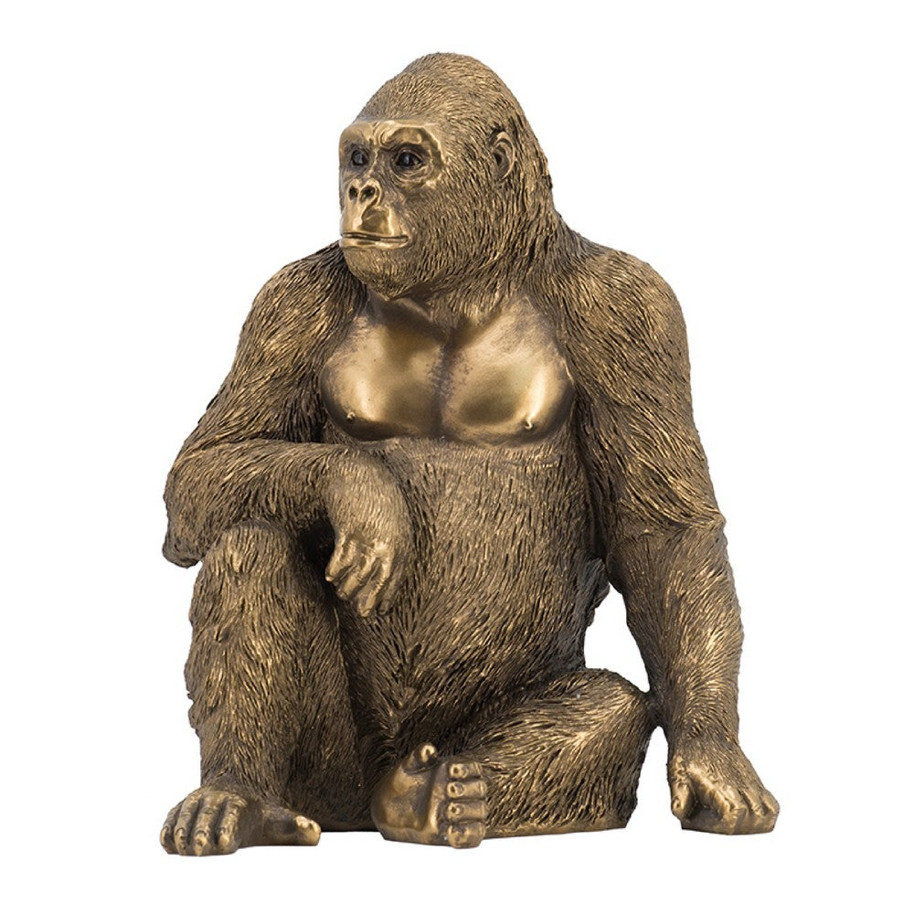 Tessy Seated Gorilla Figurine | Lifelike Bronze Polyresin Details | 8"