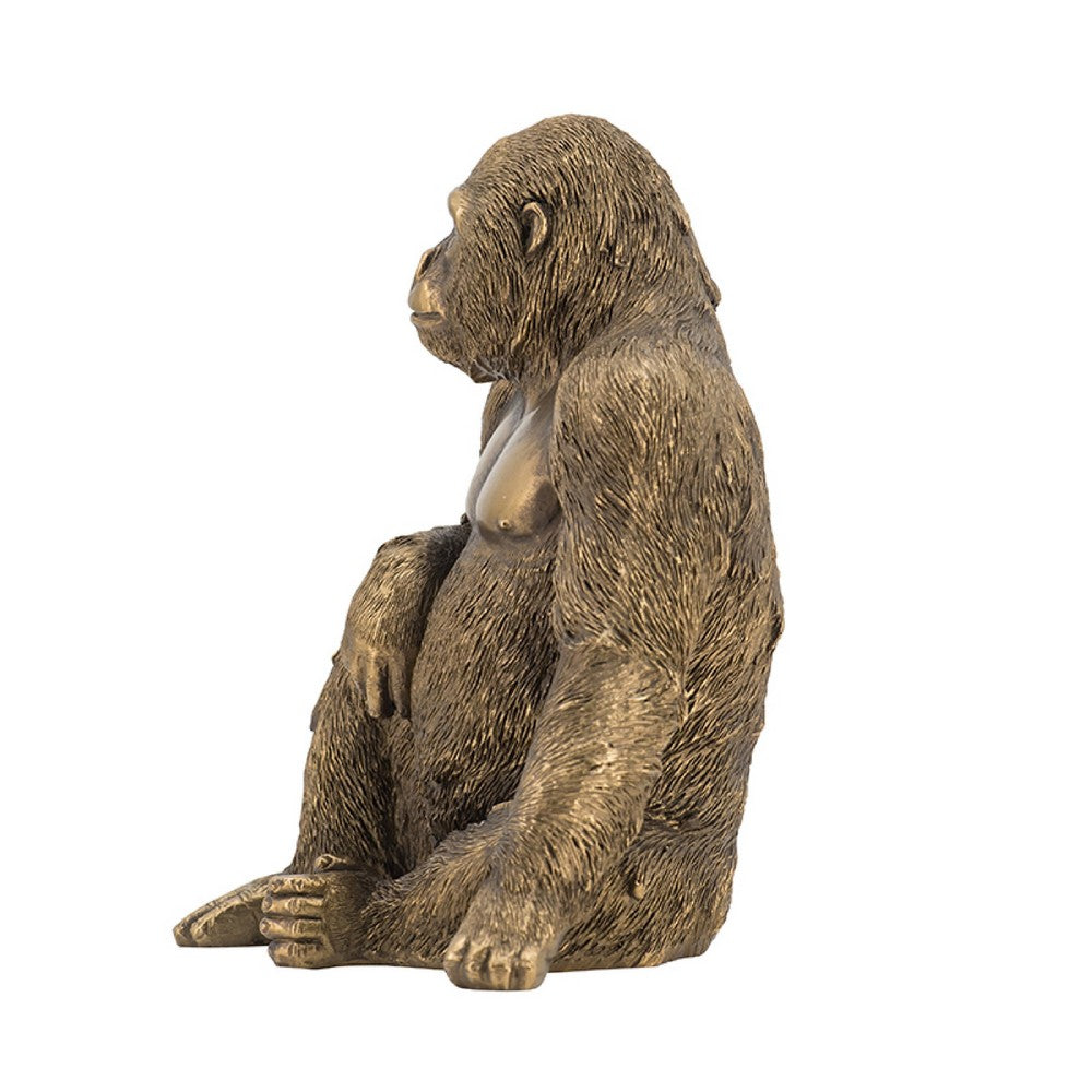 Tessy Seated Gorilla Figurine | Lifelike Bronze Polyresin Details | 8"