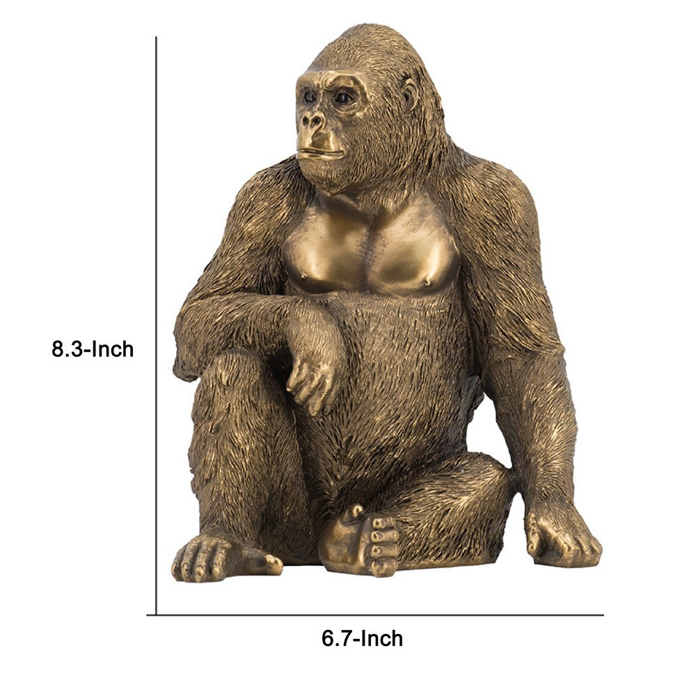 Tessy Seated Gorilla Figurine | Lifelike Bronze Polyresin Details | 8"