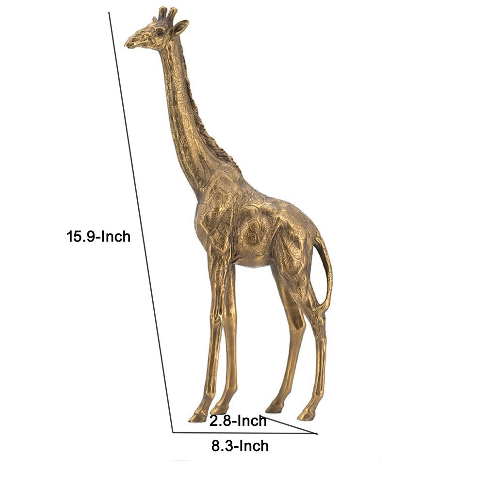 Norie Giraffe Figurine | Textured Sculpture Detail Polyresin Copper 16"