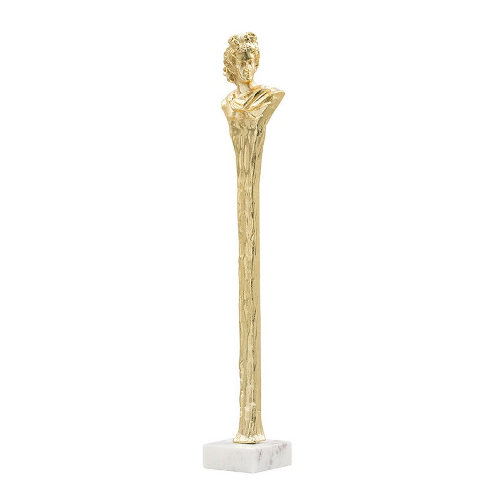 Valeri Small Decorative Human Figurine | Marble Base | Gold Aluminum 28"