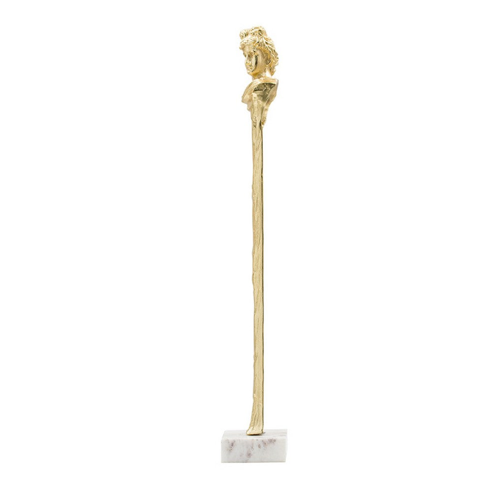 Valeri Small Decorative Human Figurine | Marble Base | Gold Aluminum 28"