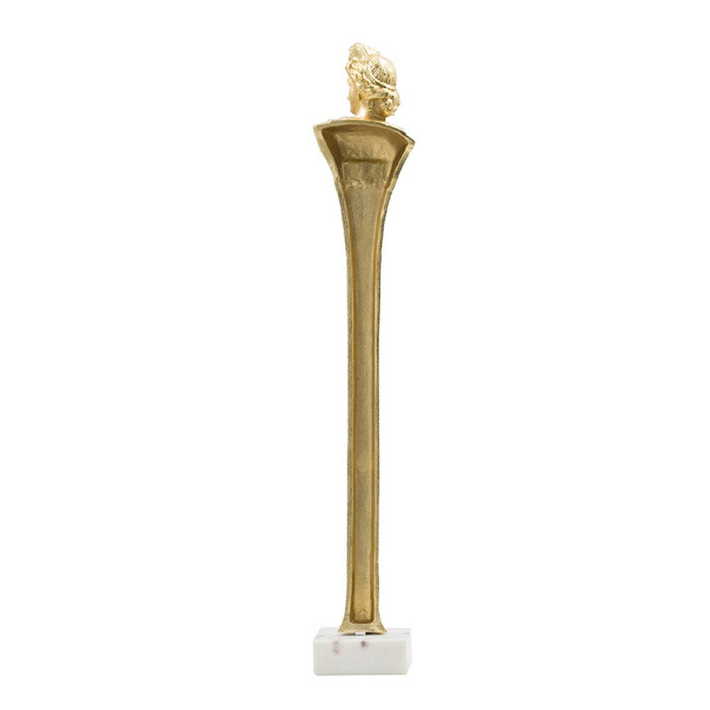 Valeri Small Decorative Human Figurine | Marble Base | Gold Aluminum 28"