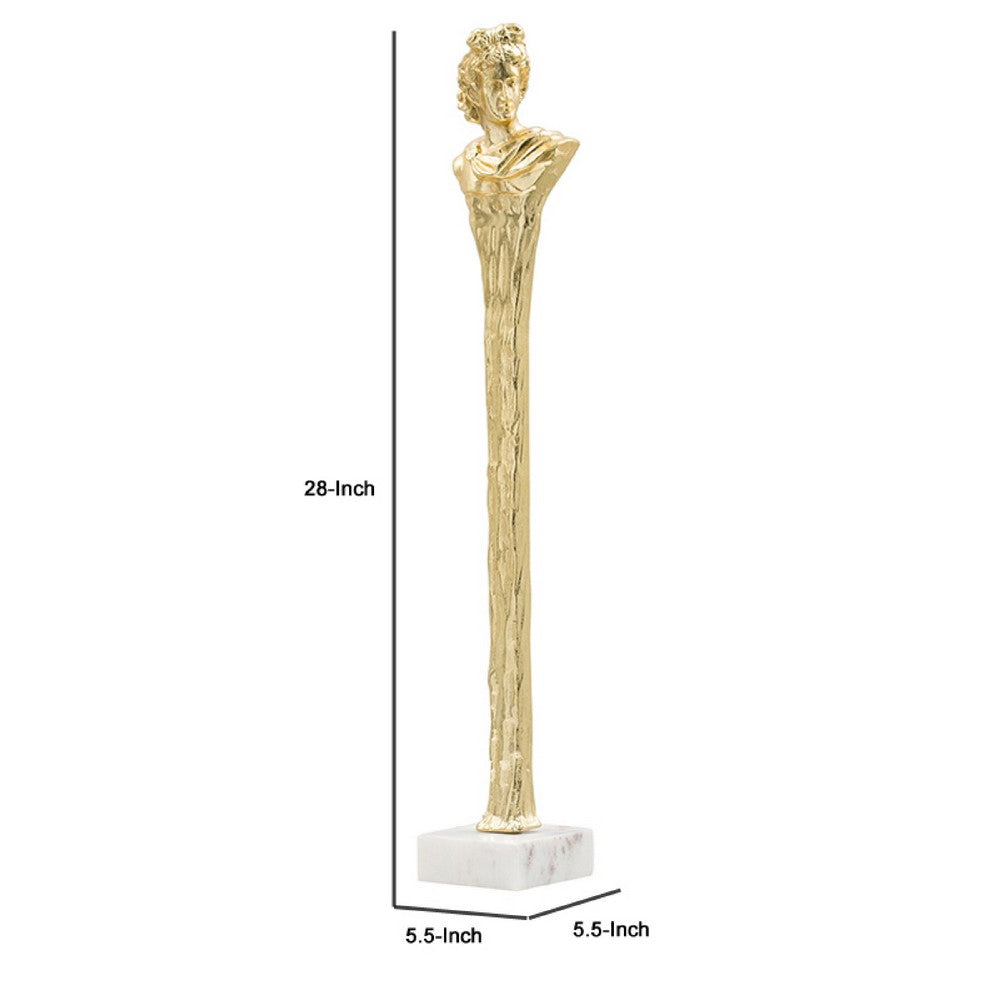 Valeri Small Decorative Human Figurine | Marble Base | Gold Aluminum 28"