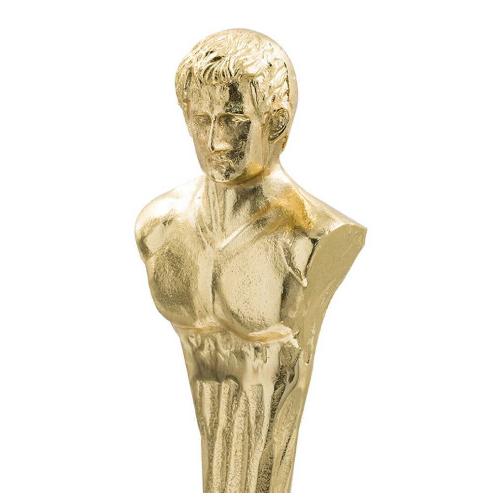 Valeri Large Decorative Human Figurine | Marble Base | Gold Aluminum 32"