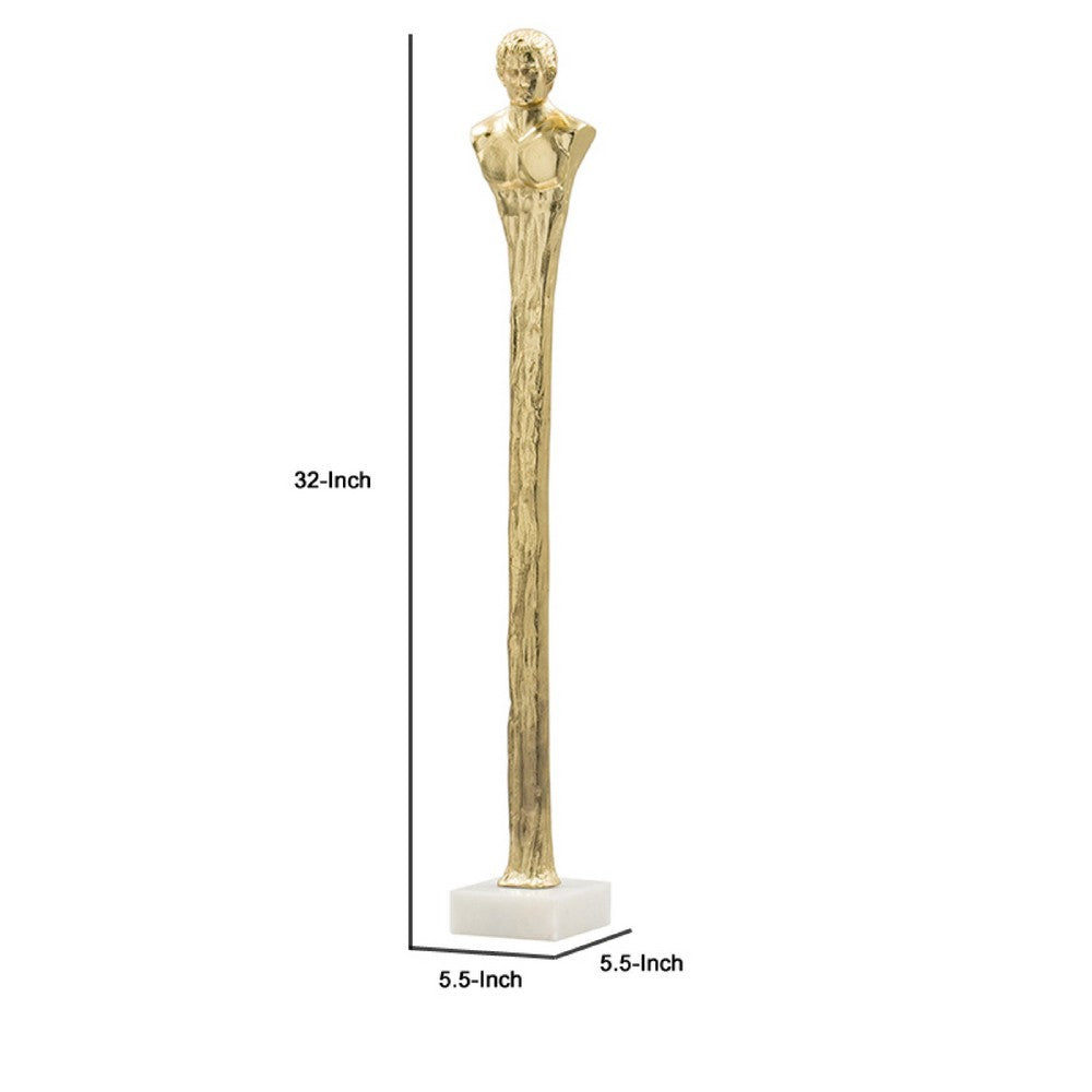 Valeri Large Decorative Human Figurine | Marble Base | Gold Aluminum 32"
