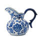 Esme Decorative Milk Jar Accent | Floral Motif Blue White Porcelain 8"