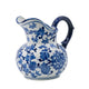 Esme Decorative Milk Jar Accent | Floral Motif Blue White Porcelain 8"