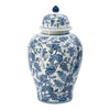 Brady Ginger Jar with Dome Lid | Floral Pattern Blue-White Porcelain 23"
