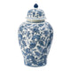 Brady Ginger Jar with Dome Lid | Floral Pattern Blue-White Porcelain 23"