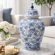 Brady Ginger Jar with Dome Lid | Floral Pattern Blue-White Porcelain 23"