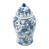 Brady Ginger Jar with Dome Lid | Floral Pattern Blue-White Porcelain 18"