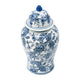 Brady Ginger Jar with Dome Lid | Floral Pattern Blue-White Porcelain 18"