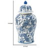 Brady Ginger Jar with Dome Lid | Floral Pattern Blue-White Porcelain 18"