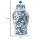 Brady Ginger Jar with Dome Lid | Floral Pattern Blue-White Porcelain 18"