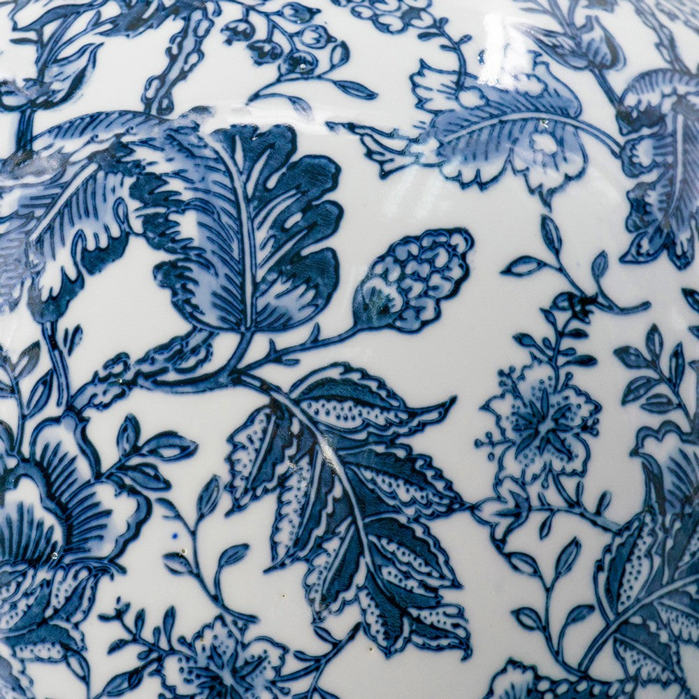 Macy Accent Flower Vase | Traditional Floral Blue White Porcelain 24"