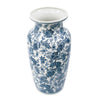 Macy Wide Decorative Vase | Traditional Floral Blue White Porcelain 12"