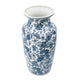 Macy Wide Decorative Vase | Traditional Floral Blue White Porcelain 12"