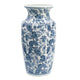 Macy Wide Decorative Vase | Traditional Floral Blue White Porcelain 12"