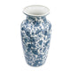 Macy Wide Decorative Vase | Traditional Floral Blue White Porcelain 12"