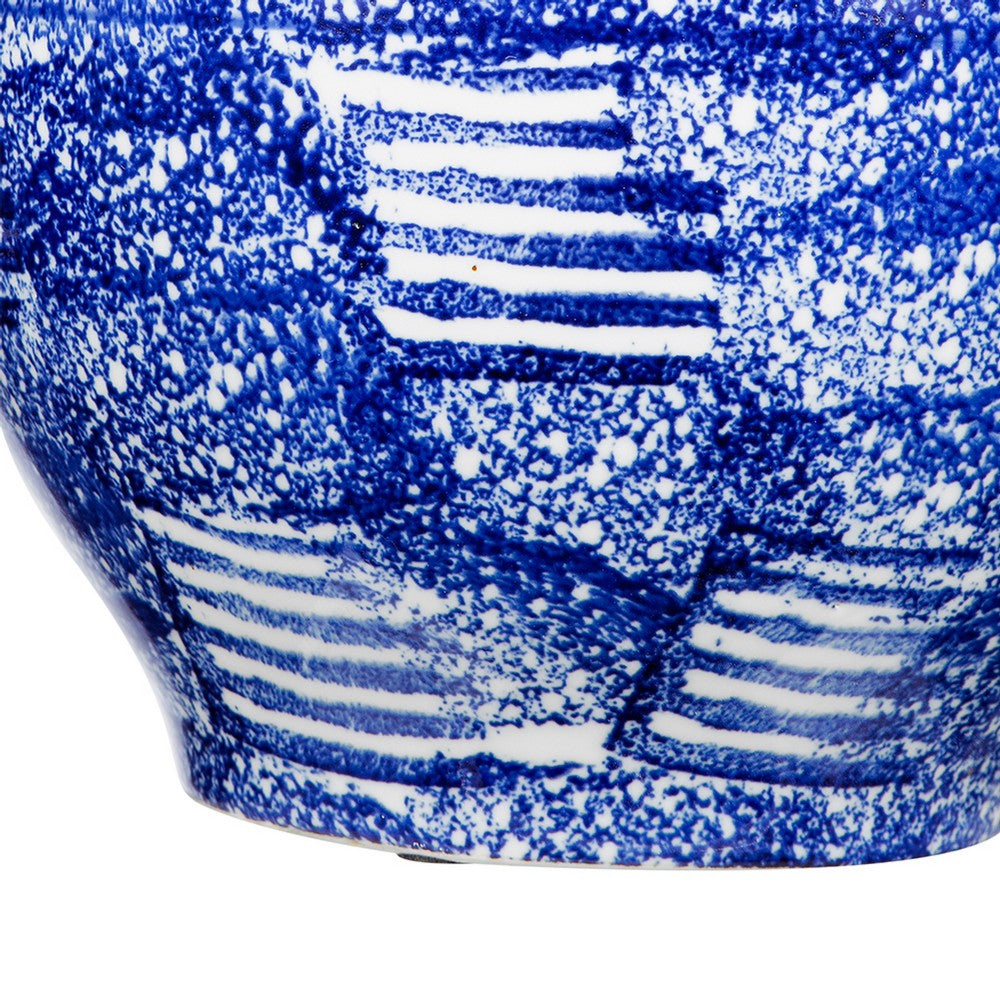 Caleb Decorative Vase | Speckled Glazed Finish | Blue-White Porcelain 9"