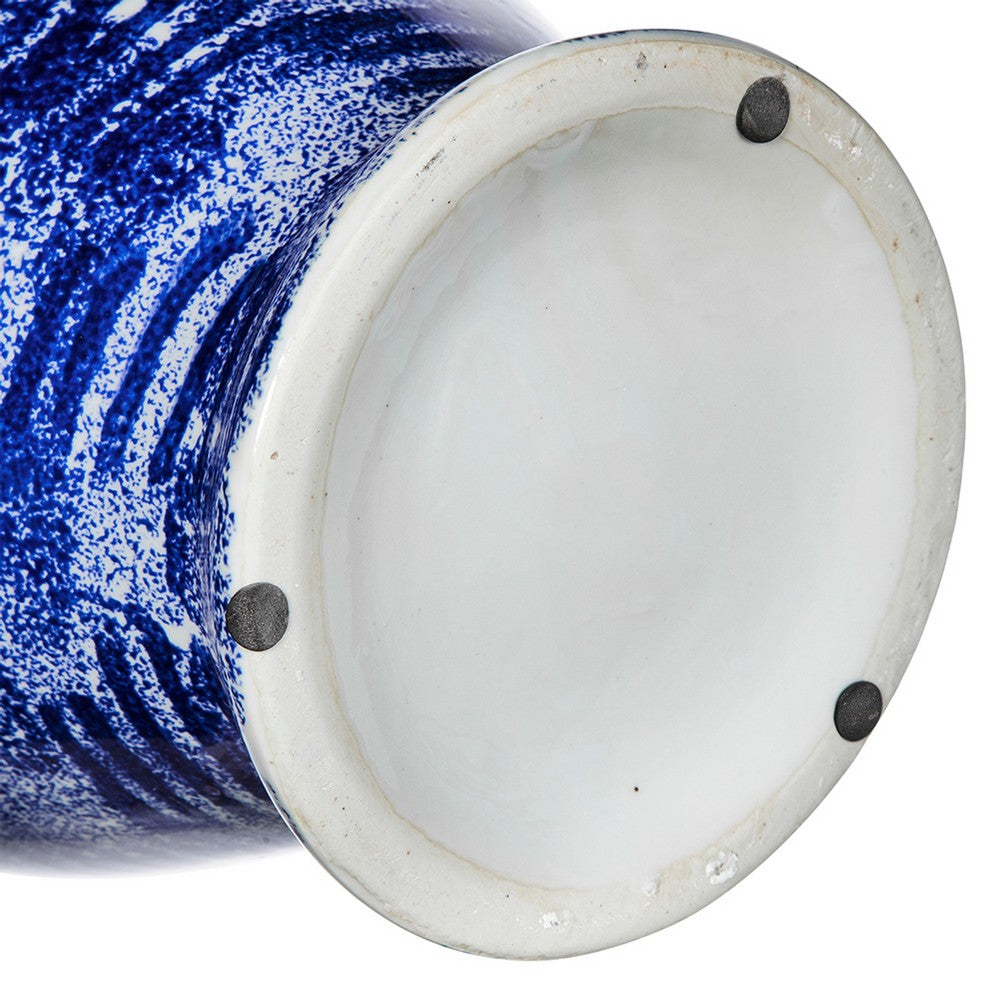 Jonah Ginger Jar | Speckled-Circular Patterns | Blue-White Porcelain 17"