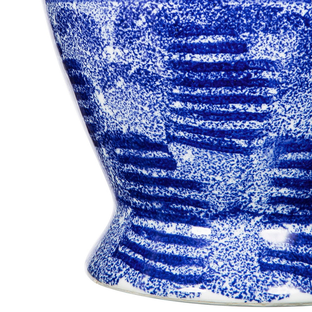 Jonah Ginger Jar | Speckled-Circular Patterns | Blue-White Porcelain 17"
