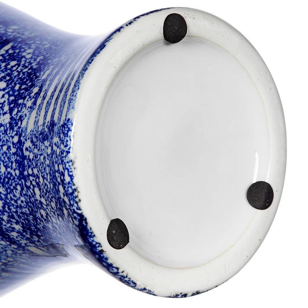 Caleb Accent Vase | Speckled Glazed Finish | Blue-White Porcelain 13"