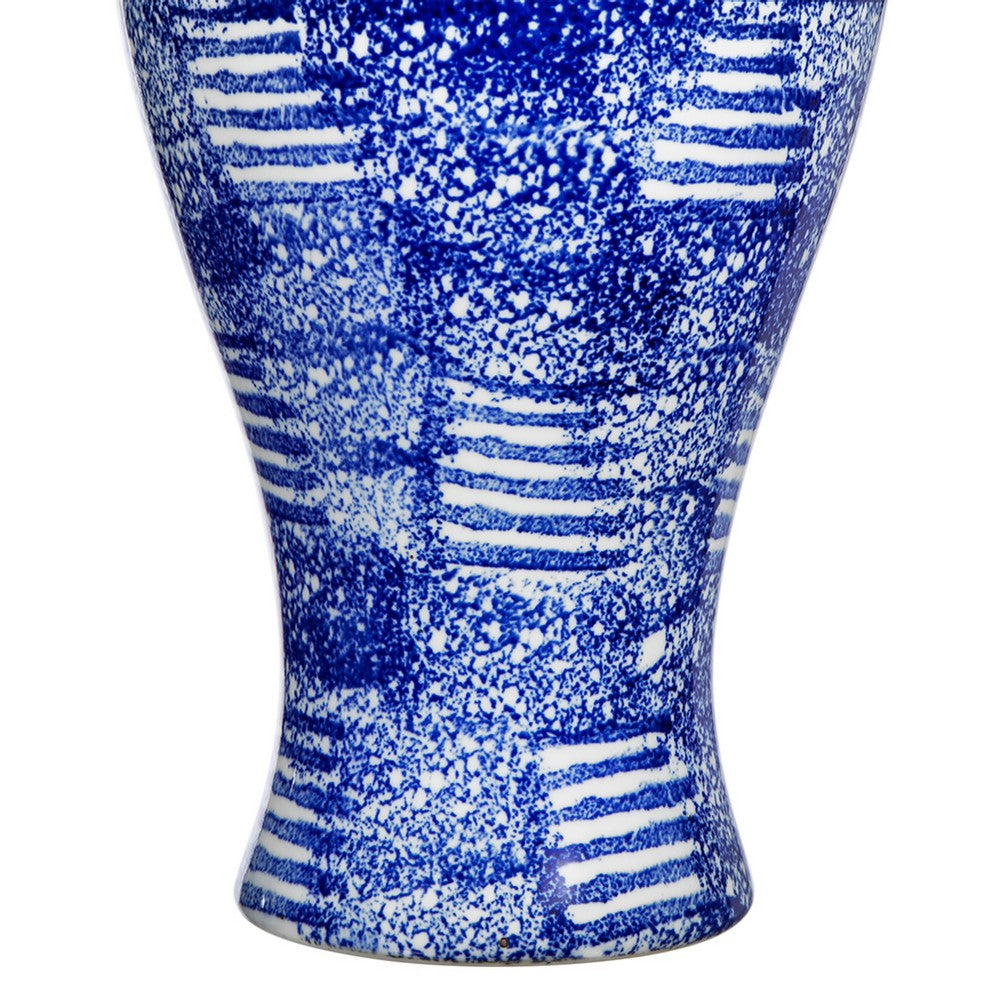 Caleb Accent Vase | Speckled Glazed Finish | Blue-White Porcelain 13"