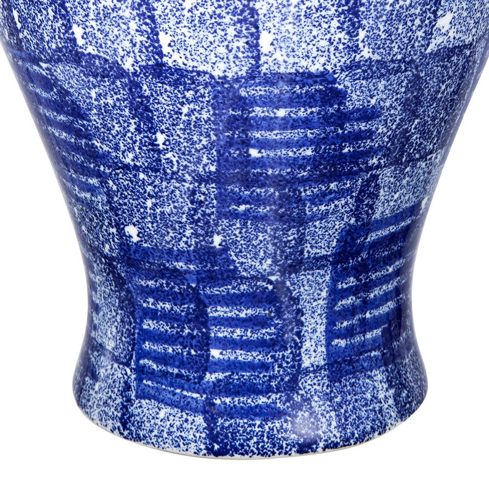 Jonah Ginger Jar | Speckled-Circular Pattern Blue-White Porcelain 20"