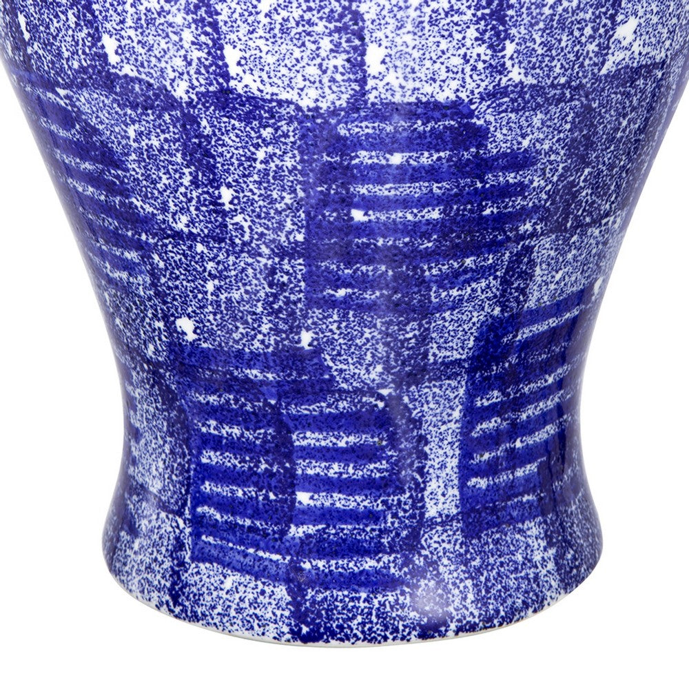 Jonah Ginger Jar | Speckled-Circular Pattern Blue-White Porcelain 20"