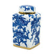 Maxon Lidded Jar | Bird-Floral Motifs | Golden Rim Blue-White Porcelain 11"