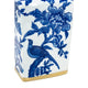 Maxon Lidded Jar | Bird-Floral Motifs | Golden Rim Blue-White Porcelain 11"