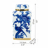 Maxon Lidded Jar | Bird-Floral Motifs | Golden Rim Blue-White Porcelain 11"