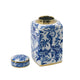 Maxon Lidded Jar | Bird-Floral Motifs | Golden Rim Blue-White Porcelain 13"