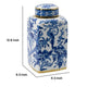 Maxon Lidded Jar | Bird-Floral Motifs | Golden Rim Blue-White Porcelain 13"