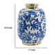 Wyatt Accent Vase | Floral Pattern Gold Rim White-Blue Porcelain 11"