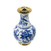 Wyatt Flower Vase | Floral Pattern Gold Rim White-Blue Porcelain 16"